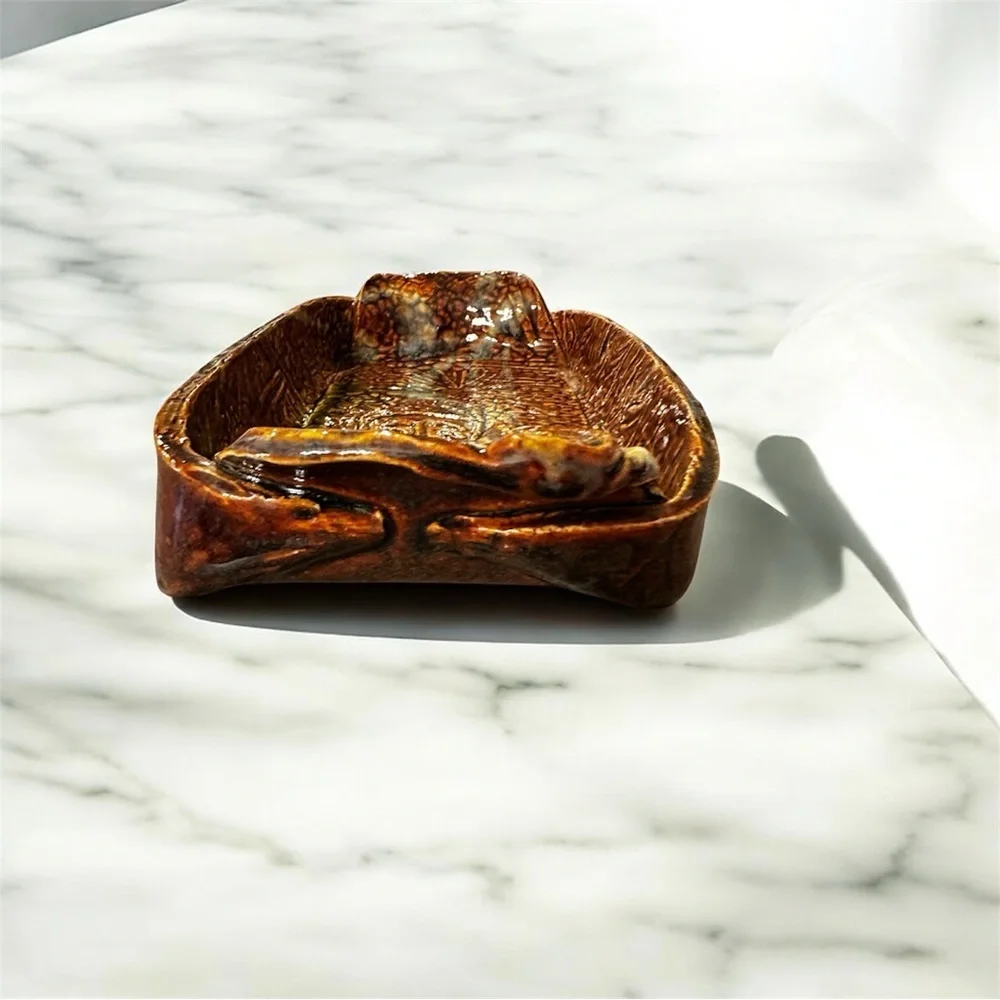 Empty Bowls Handcrafted Brown Ceramic Serving Tray